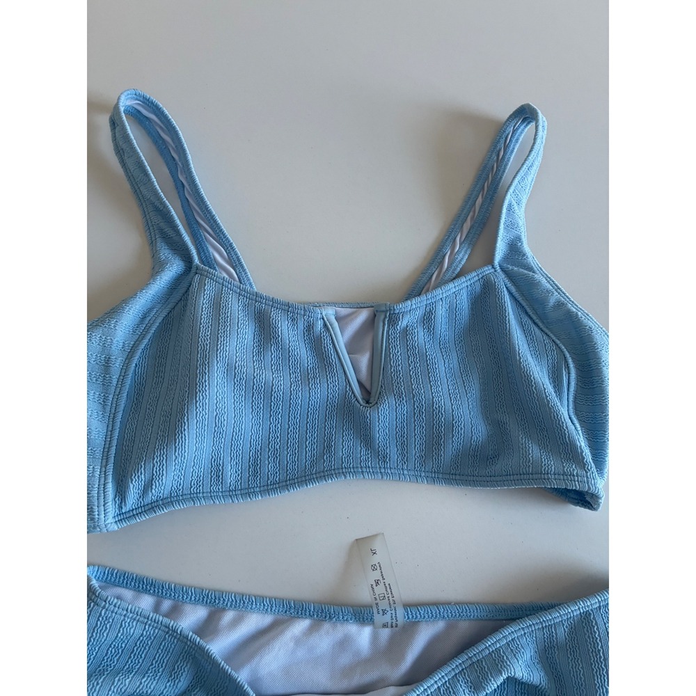 Light Blue Textured High Waisted Bikini Set Women's‎ Size XL - Picture 3 of 4